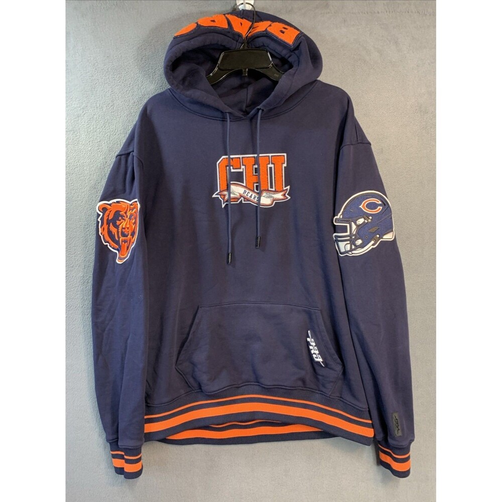 Chicago Bears Pro Standard Hoodie Mens 2XL Navy Chenille Patch NFL Pullover